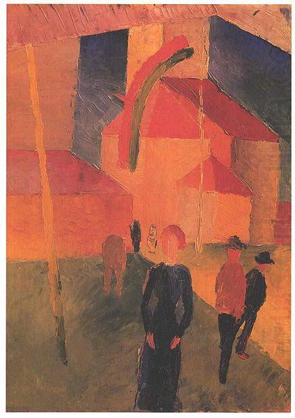 Flagged church, August Macke